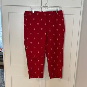Talbots Red Pants with White white lobster print